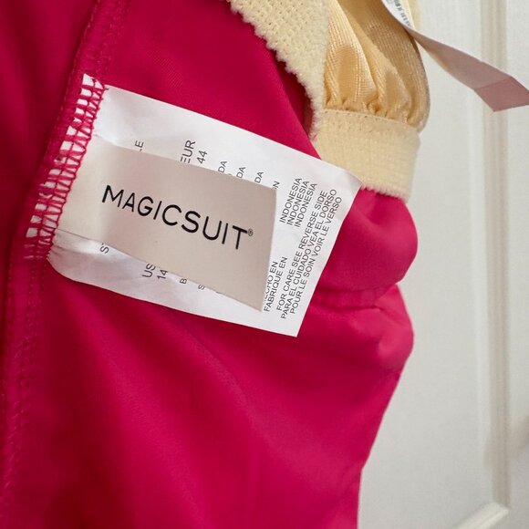 Magicsuit by Miraclesuit Riveted Diana Swimsuit 1-PC Coral Rose Pink Size 14 NEW - Picture 8 of 10